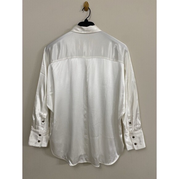 Madewell Women’s Relaxed Dolman Button-Up Shirt in Satin NWT Size M Medium - Picture 10 of 13